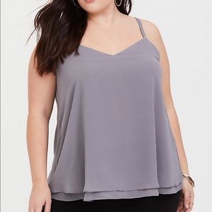 TORRID SOPHIE - GREY CHIFFON DOUBLE LAYER CAMI